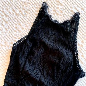 Black Halter-Midi Cocktail Dress — M